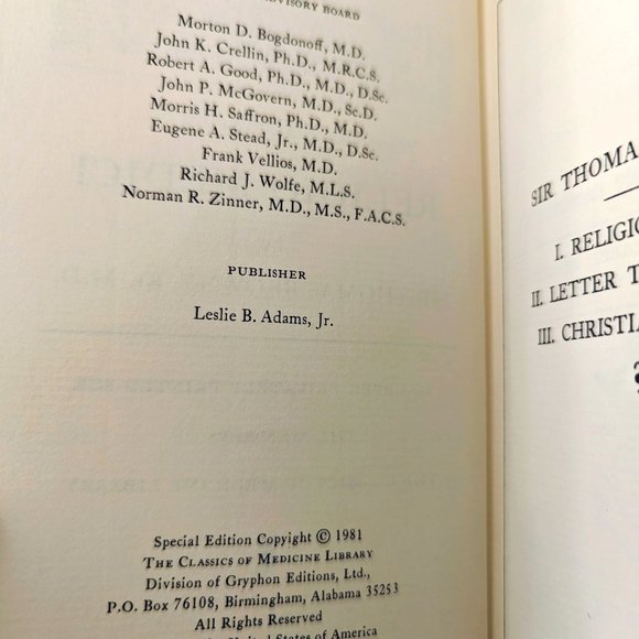 Classic Medical Text Religio Medici Leather Binding 22k Gold Accents Limited Ed - Picture 13 of 15